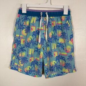 Chubbies Swim Trunks Mens Small Blue Lined Bathing Suit Lined Floral Palms